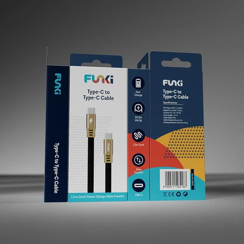 Funki USB Type-C cable packaging – gold variant