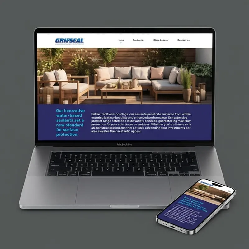 GripSeal website home page design