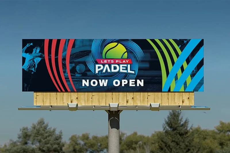 Let's Play Padel large-format billboard design