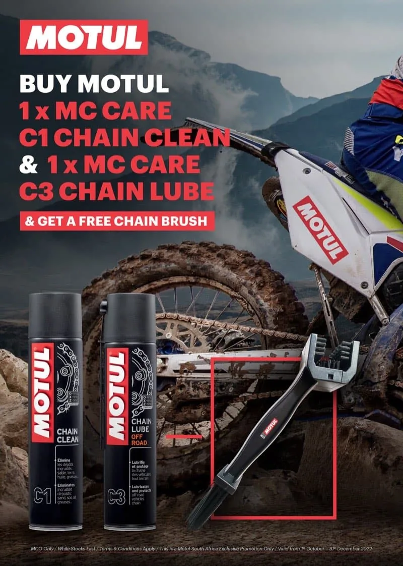 Motul MC Care chain clean and lube promo poster