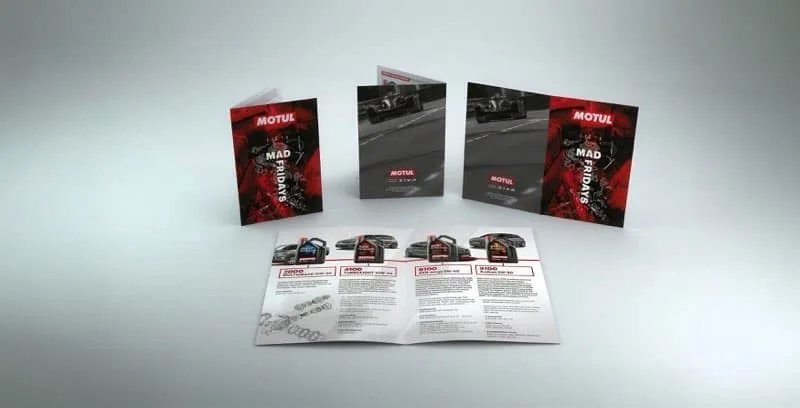 Motul Mad Fridays A4 brochure mockup