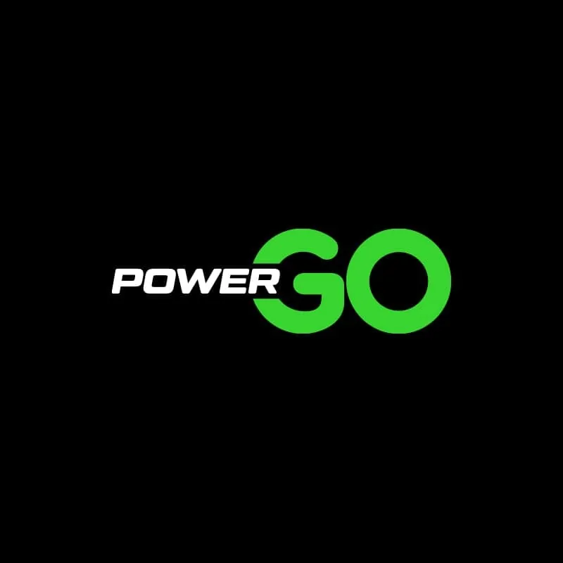 PowerGo logo in white on dark background