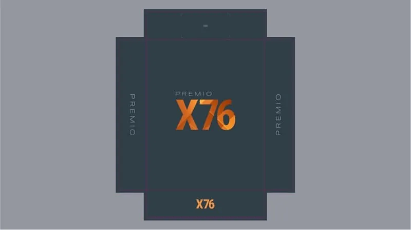 Premio smartphone packaging top panel die-cut layout