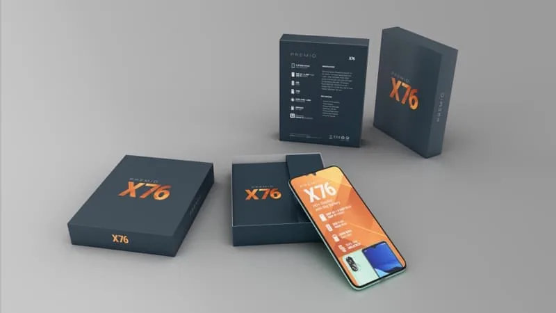 Premio X76 smartphone 3D packaging render