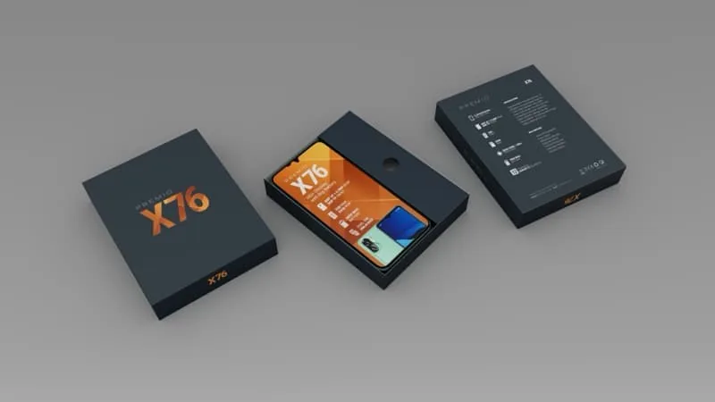 Premio X76 packaging back panel with spec icons