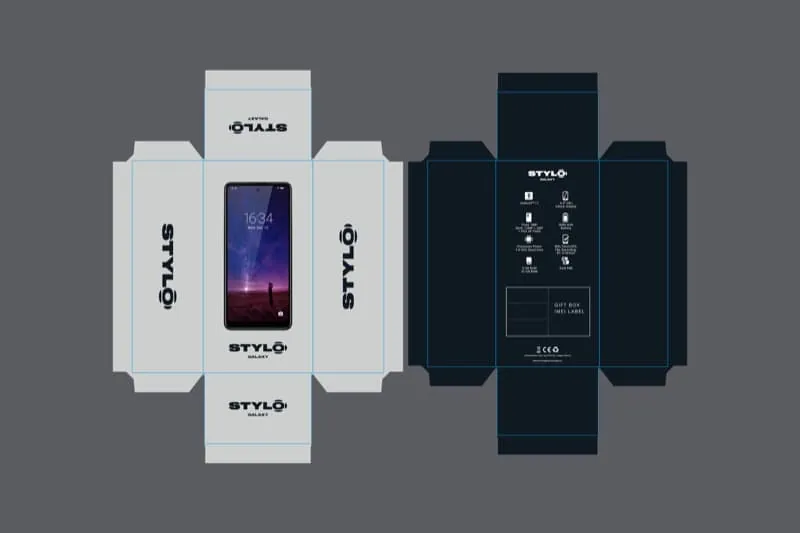 Stylo smartphone packaging die-cut layout
