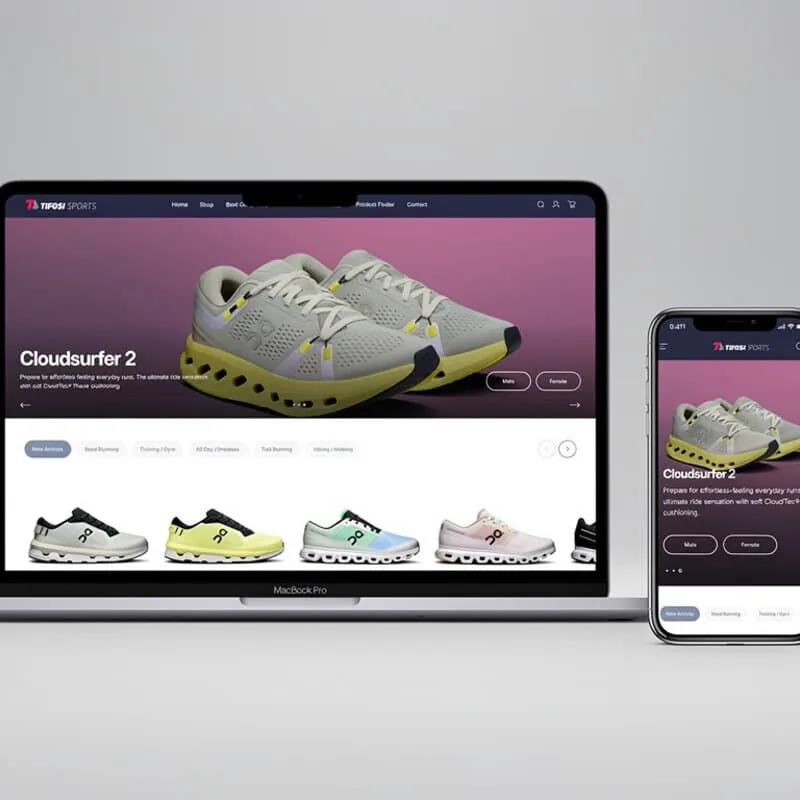 Tifosi Sports Shopify site on laptop and phone mockup
