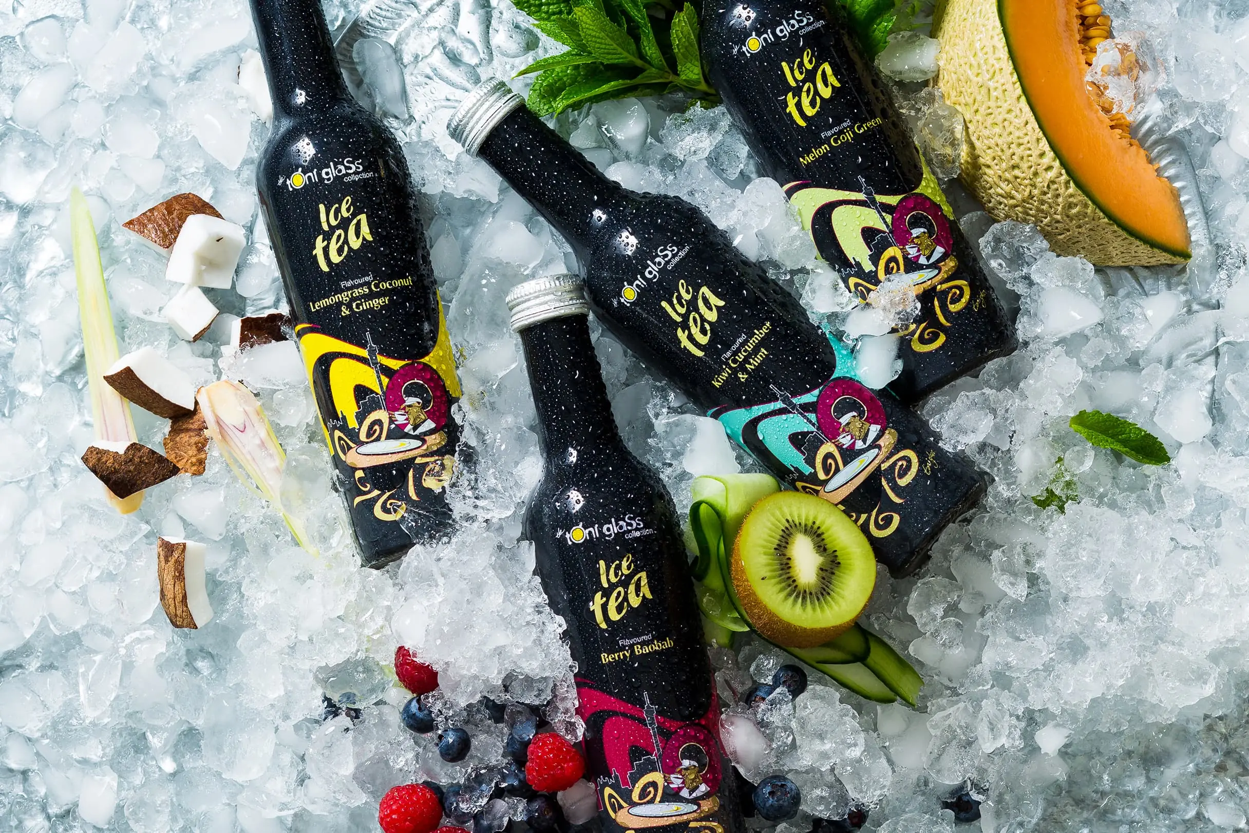 Toni Glass ice tea packaging