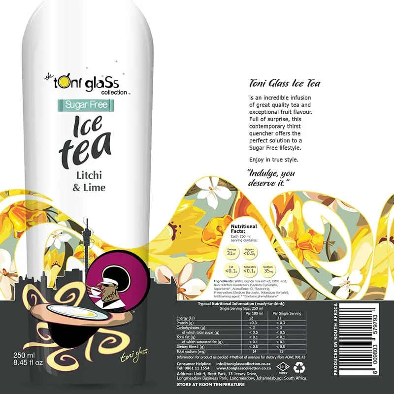 Toni Glass Sugar Free Litchi & Lime label artwork