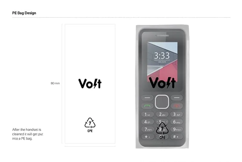 Volt Mobile branded PE protective bag design